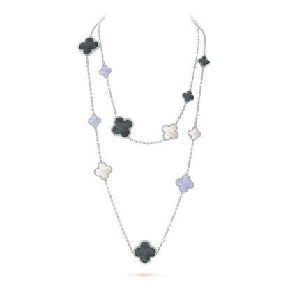 [Eterna Jewels]KLEE 16 MOTIV CHALCEDON PERLMUTT SILBER HALSKETTE