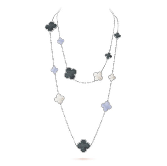 [Eterna Jewels]KLEE 16 MOTIV CHALCEDON PERLMUTT SILBER HALSKETTE