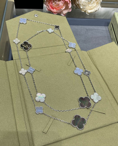 [Eterna Jewels]KLEE 16 MOTIV CHALCEDON PERLMUTT SILBER HALSKETTE