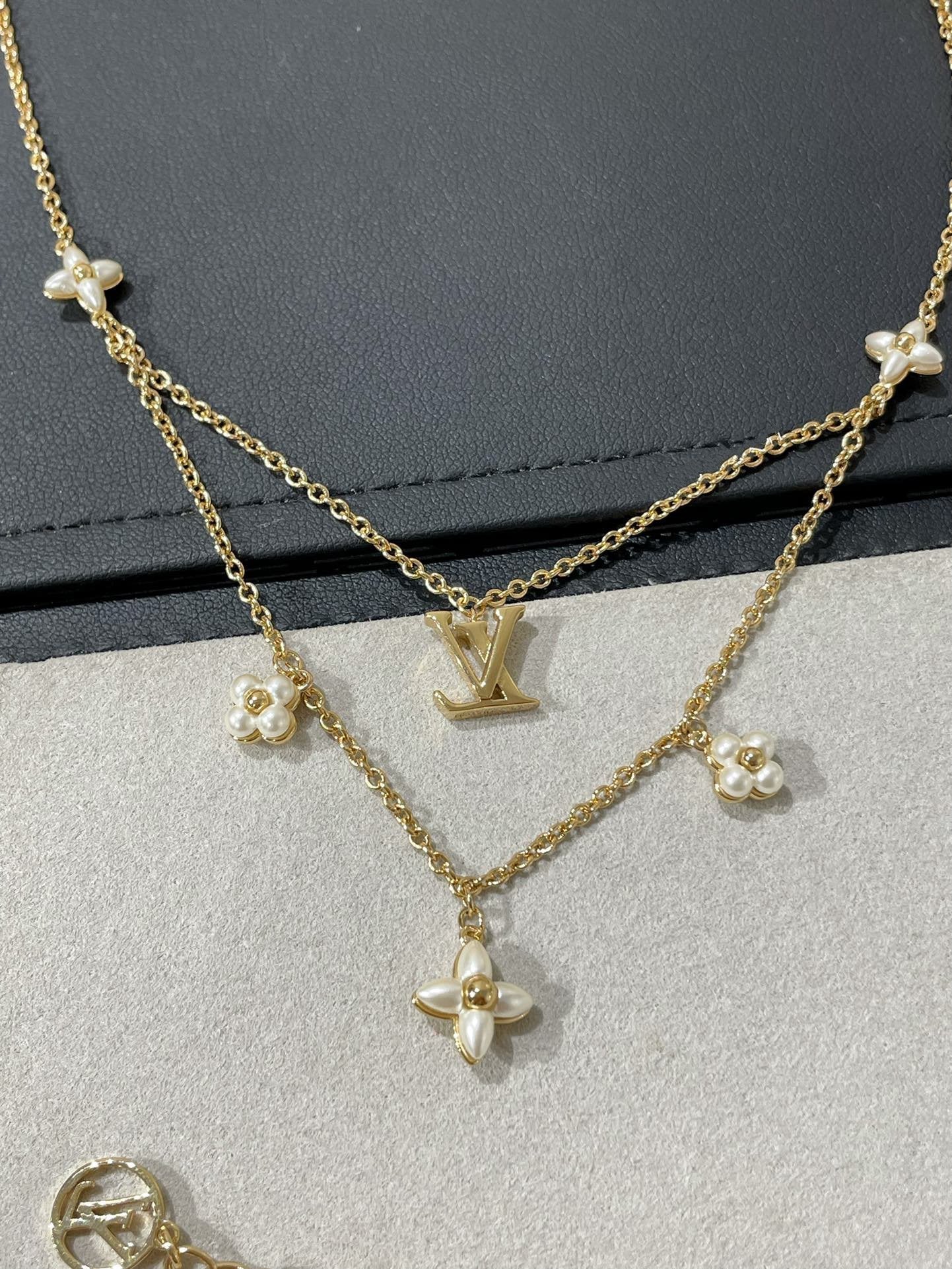 [Eterna Jewels]BLUMEN-DIAGRAMM GOLD MOP DOPPELREIHEN-HALSKETTE