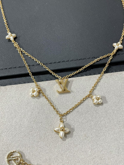 [Eterna Jewels]BLUMEN-DIAGRAMM GOLD MOP DOPPELREIHEN-HALSKETTE
