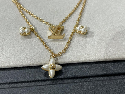 [Eterna Jewels]BLUMEN-DIAGRAMM GOLD MOP DOPPELREIHEN-HALSKETTE