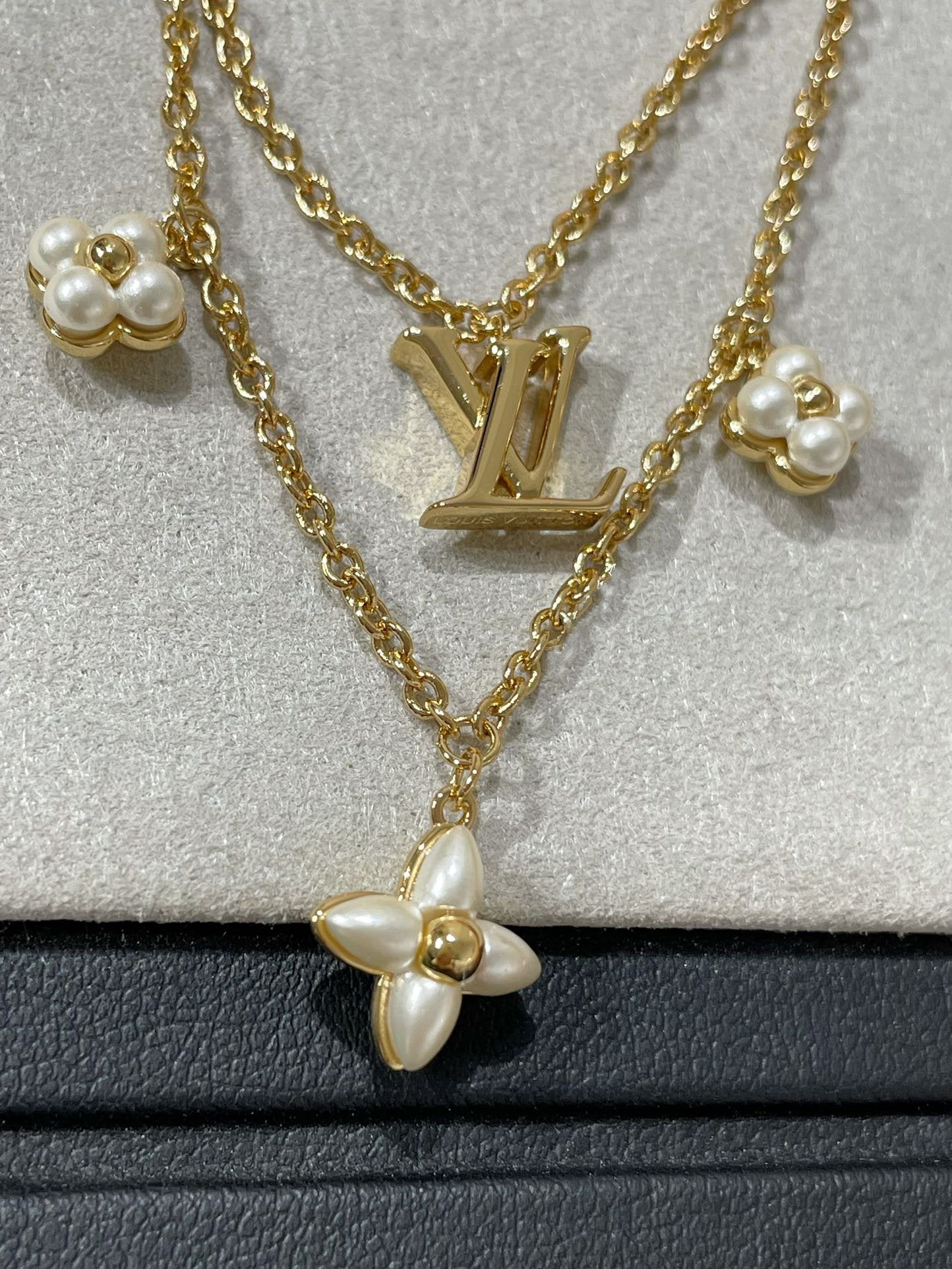 [Eterna Jewels]BLUMEN-DIAGRAMM GOLD MOP DOPPELREIHEN-HALSKETTE