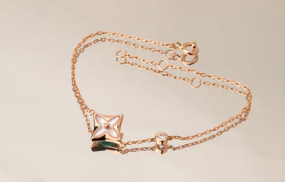 [Eterna Jewels]STAR PINK MOP 1 DIAMANT ROSÉGOLD HALSKEТТЕ