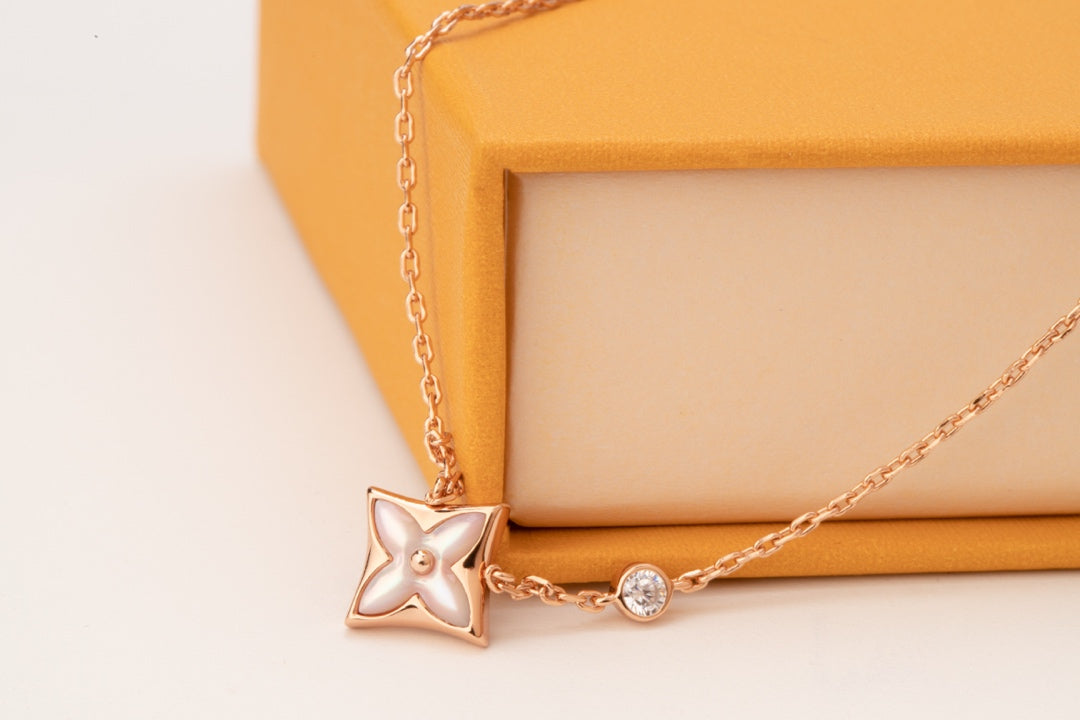 [Eterna Jewels]STAR PINK MOP 1 DIAMANT ROSÉGOLD HALSKEТТЕ