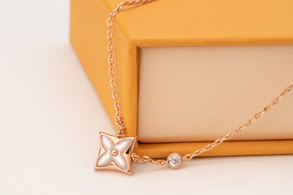 [Eterna Jewels]STAR PINK MOP 1 DIAMANT ROSÉGOLD HALSKEТТЕ