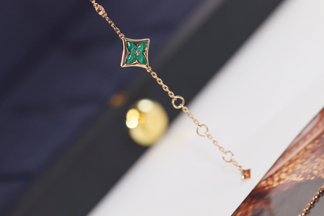 [Eterna Jewels]ARMBAND "STERN UND SONNE" MIT 4 MOTIVEN, ROSÉGOLD UND MALACHIT