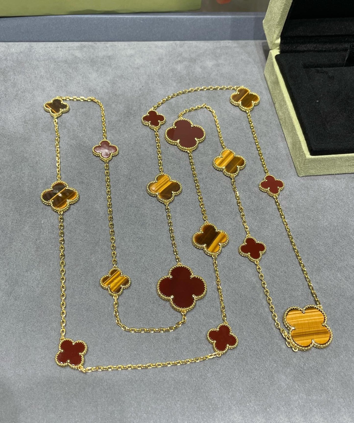 [Eterna Jewels]KLEE 16 MOTIV KARNEOL TIGERAUGE ROSÉGOLD HALSKETTE