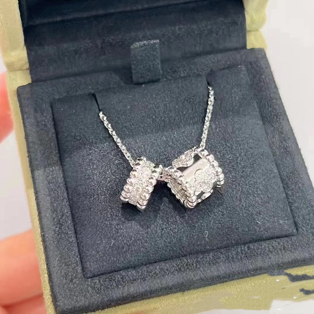 [Eterna Jewels]PERLEE DOUBLE PENDANT SILBER DIAMANTEN HALSKETTE