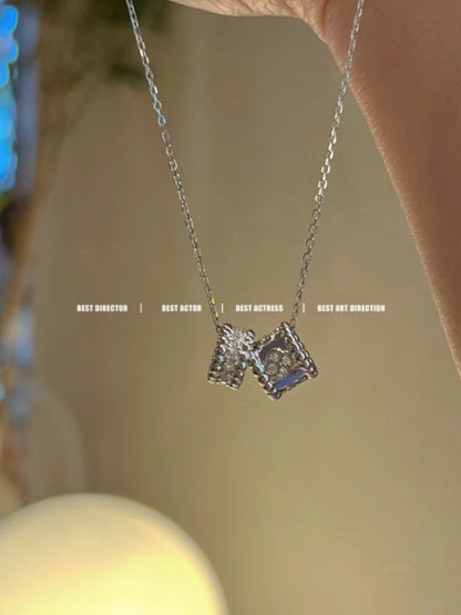 [Eterna Jewels]PERLEE DOUBLE PENDANT SILBER DIAMANTEN HALSKETTE