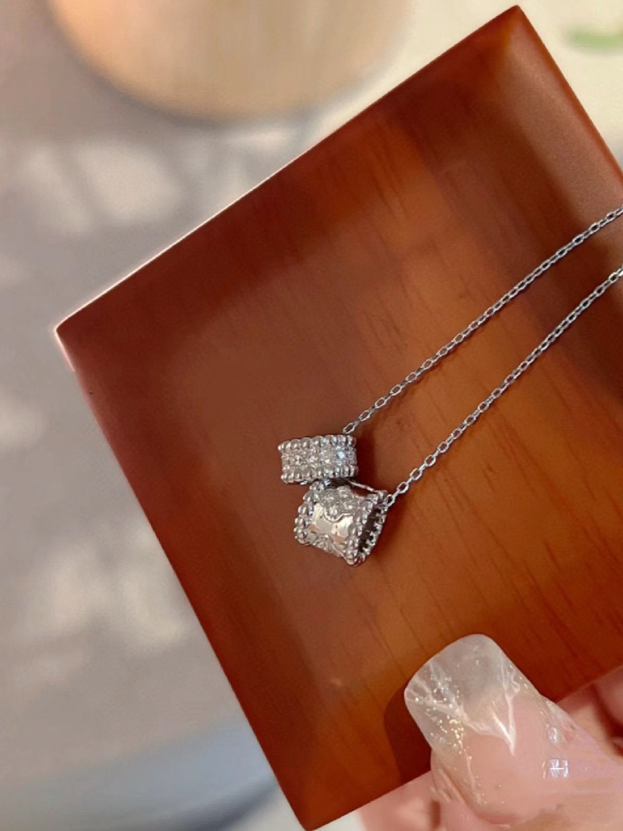 [Eterna Jewels]PERLEE DOUBLE PENDANT SILBER DIAMANTEN HALSKETTE