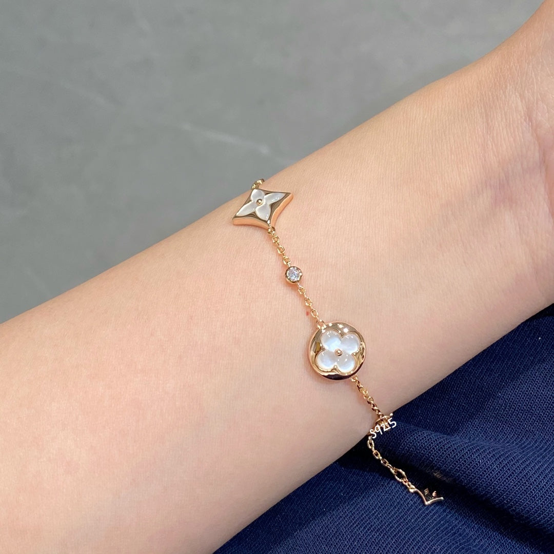 [Eterna Jewels]STAR AND SUN 4 MOTIV WEISS MOP ROSÉGOLD ARMREIF