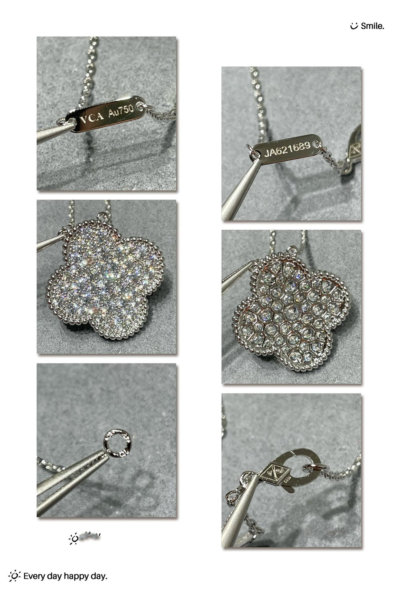 [Eterna Jewels]KLEEBKATTENANHÄNGER 25MM GROSS DIAMANT BESETZT SILBERHALSKETTE