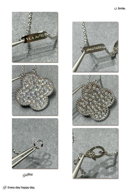 [Eterna Jewels]KLEEBKATTENANHÄNGER 25MM GROSS DIAMANT BESETZT SILBERHALSKETTE