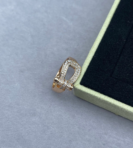 [Eterna Jewels]Breiter hufeisenförmiger, diamantbesetzter Ring