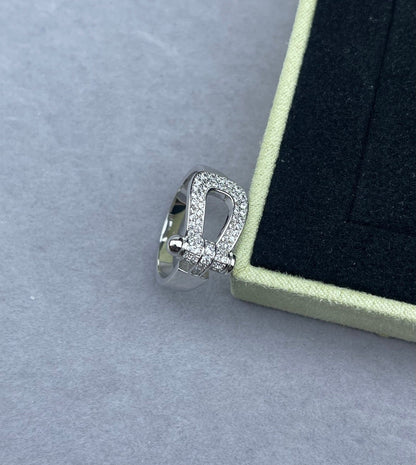 [Eterna Jewels]Breiter hufeisenförmiger, diamantbesetzter Ring