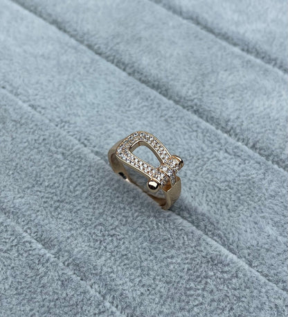 [Eterna Jewels]Breiter hufeisenförmiger, diamantbesetzter Ring