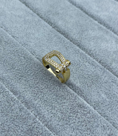 [Eterna Jewels]Breiter hufeisenförmiger, diamantbesetzter Ring
