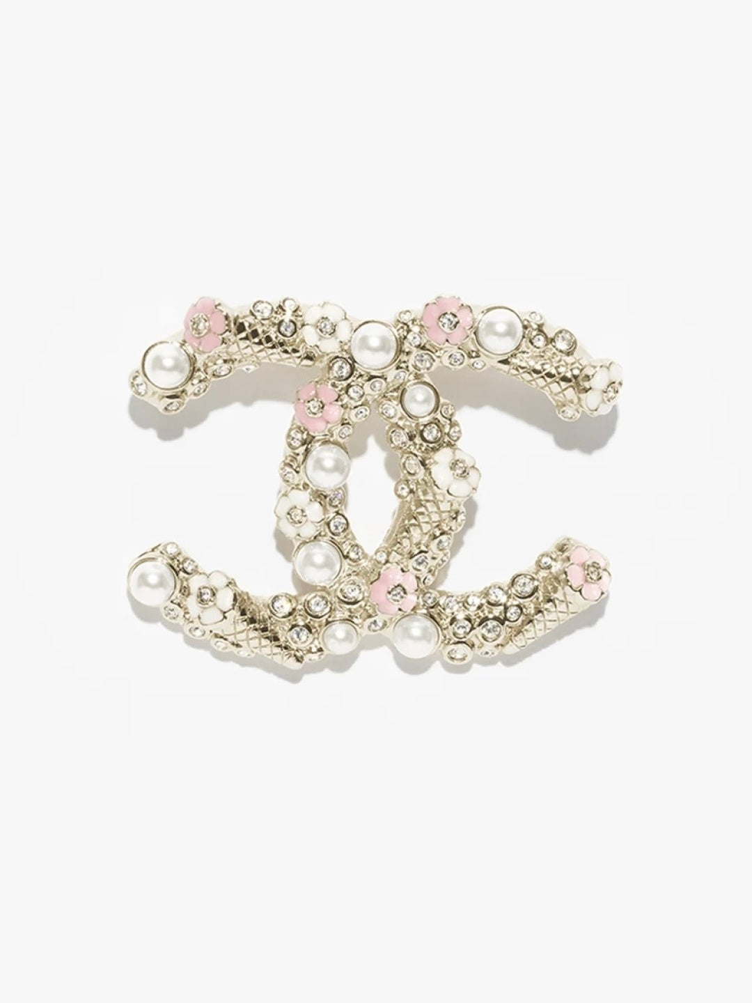 [Eterna Jewels]26C Pink-weiß emaillierte Eiscreme-Doppel-C-Brosche