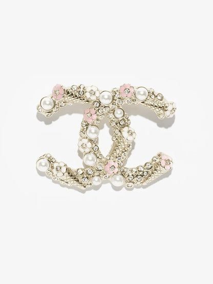 [Eterna Jewels]26C Pink-weiß emaillierte Eiscreme-Doppel-C-Brosche