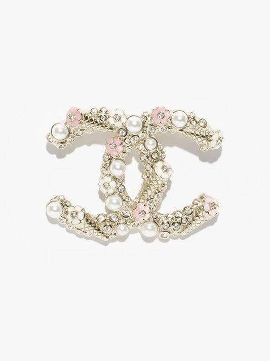 [Eterna Jewels]26C Pink-weiß emaillierte Eiscreme-Doppel-C-Brosche