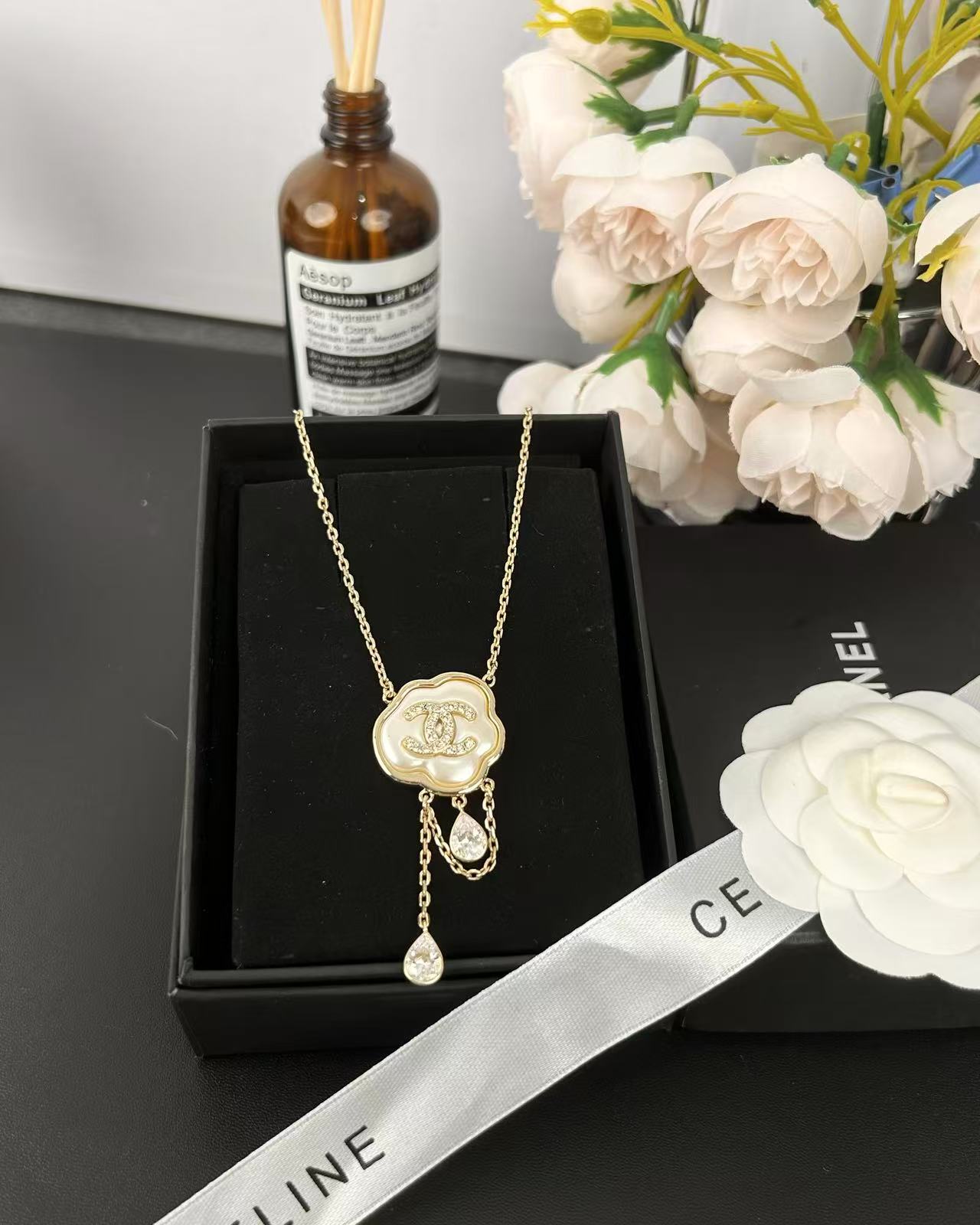[Eterna Jewels]Cloud Pearl Perlmutt-Diamant-Kettenanhänger-Halskette
