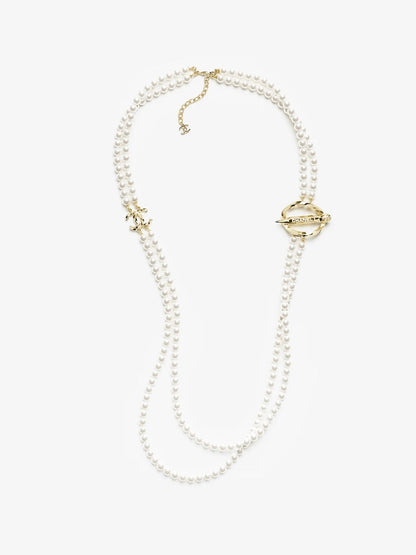 [Eterna Jewels]25K Bleistift Doppeltes C Doppellagige Perlen-Pulloverkette
