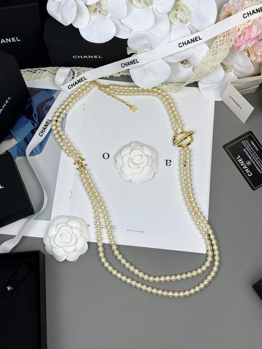 [Eterna Jewels]25K Bleistift Doppeltes C Doppellagige Perlen-Pulloverkette
