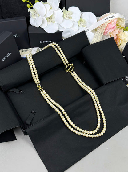 [Eterna Jewels]25K Bleistift Doppeltes C Doppellagige Perlen-Pulloverkette