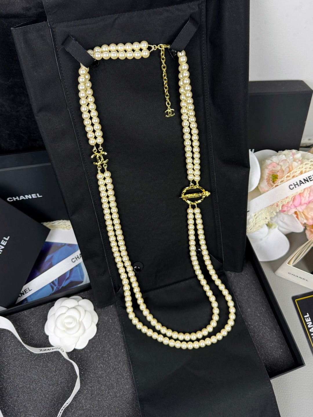 [Eterna Jewels]25K Bleistift Doppeltes C Doppellagige Perlen-Pulloverkette