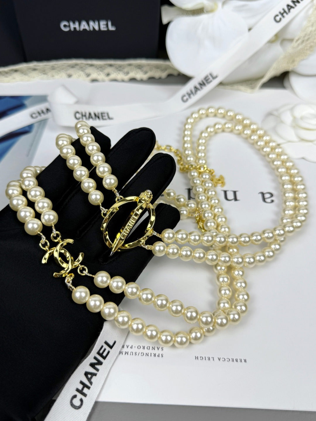 [Eterna Jewels]25K Bleistift Doppeltes C Doppellagige Perlen-Pulloverkette
