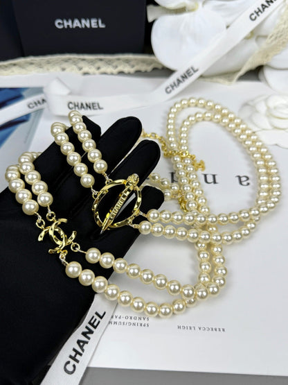 [Eterna Jewels]25K Bleistift Doppeltes C Doppellagige Perlen-Pulloverkette