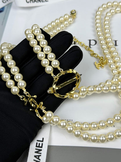 [Eterna Jewels]25K Bleistift Doppeltes C Doppellagige Perlen-Pulloverkette