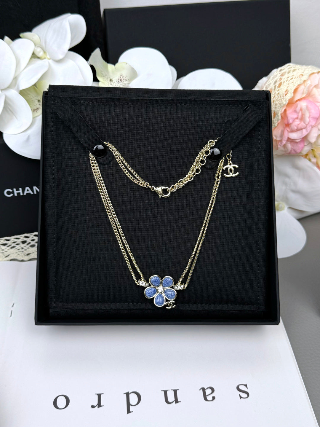 [Eterna Jewels]Neue blaue Blumen-Doppelschicht-Halskette