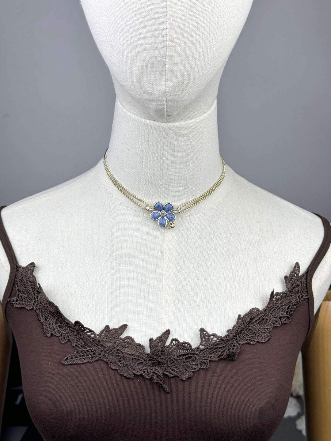 [Eterna Jewels]Neue blaue Blumen-Doppelschicht-Halskette