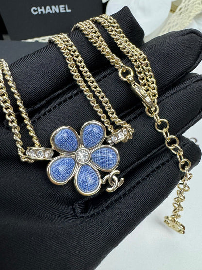 [Eterna Jewels]Neue blaue Blumen-Doppelschicht-Halskette