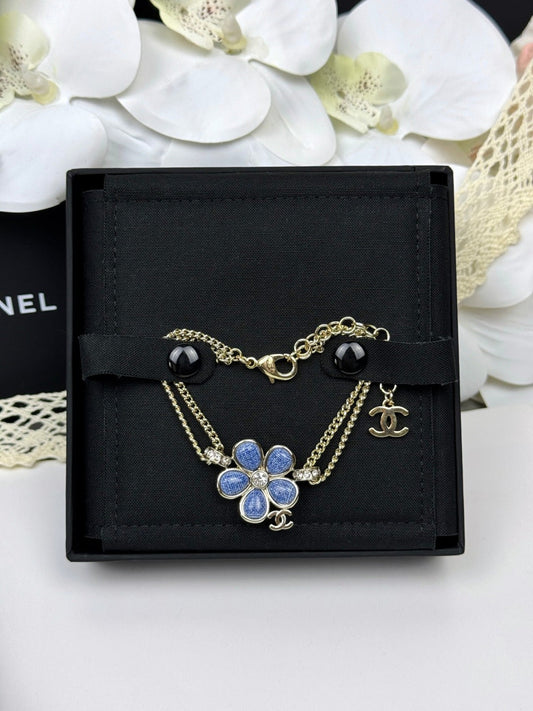 [Eterna Jewels]VOLTE Neues blaues zweilagiges Armband mit Blumenmuster