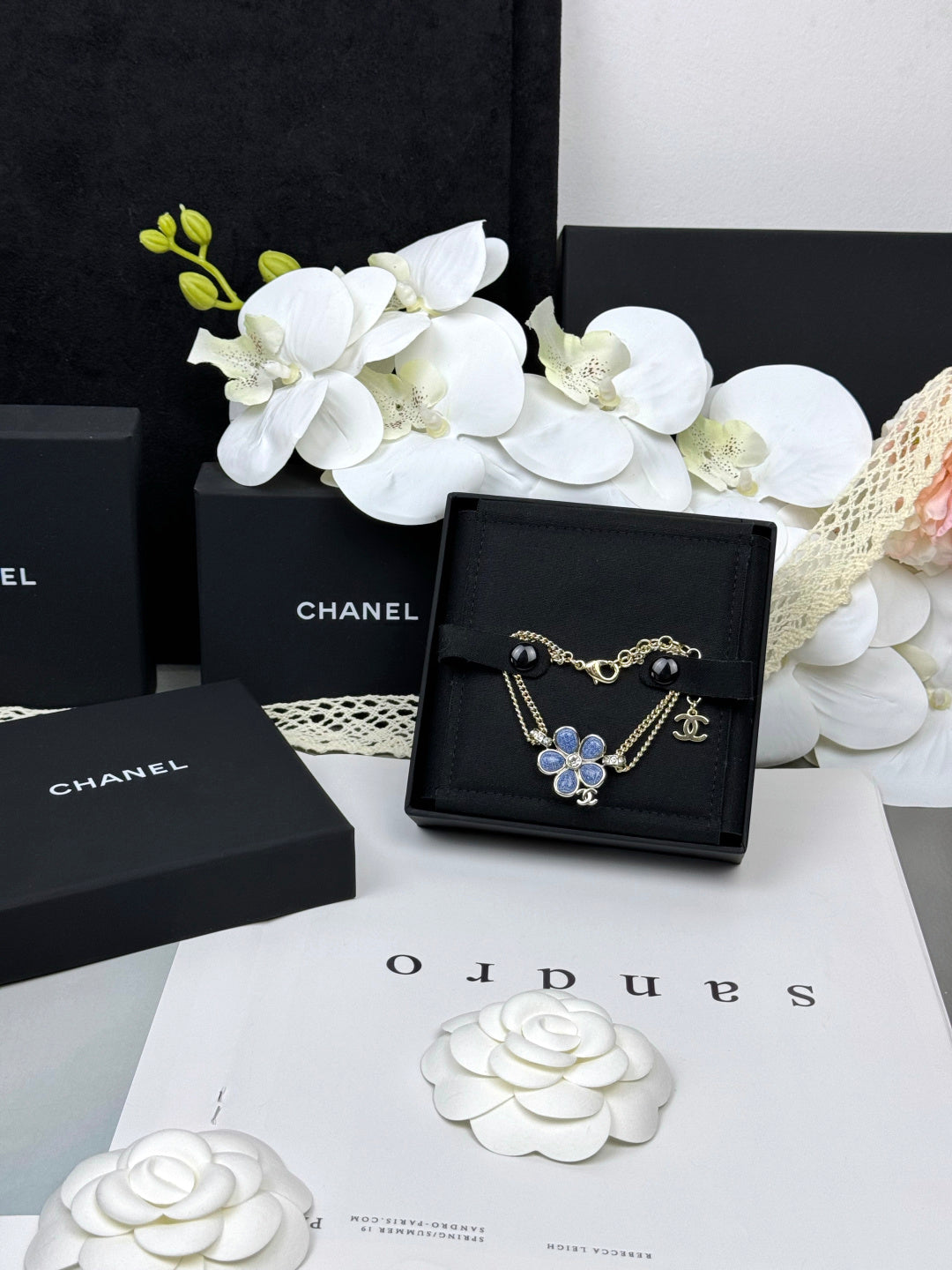 [Eterna Jewels]VOLTE Neues blaues zweilagiges Armband mit Blumenmuster