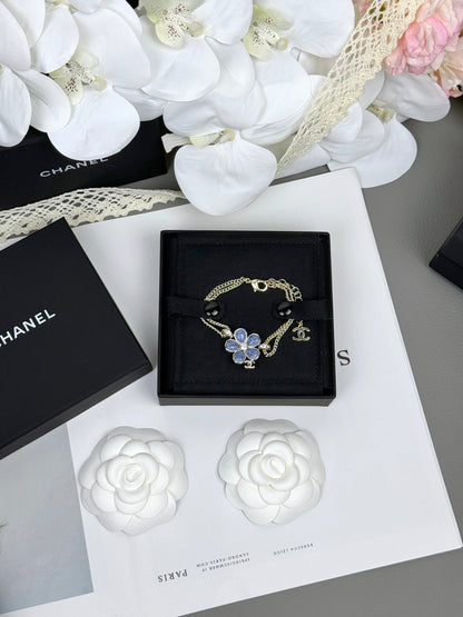 [Eterna Jewels]VOLTE Neues blaues zweilagiges Armband mit Blumenmuster