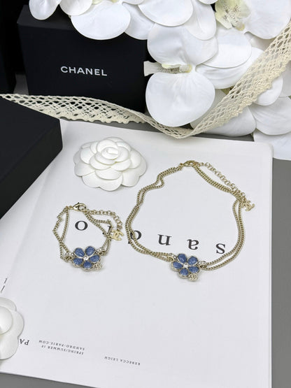[Eterna Jewels]VOLTE Neues blaues zweilagiges Armband mit Blumenmuster