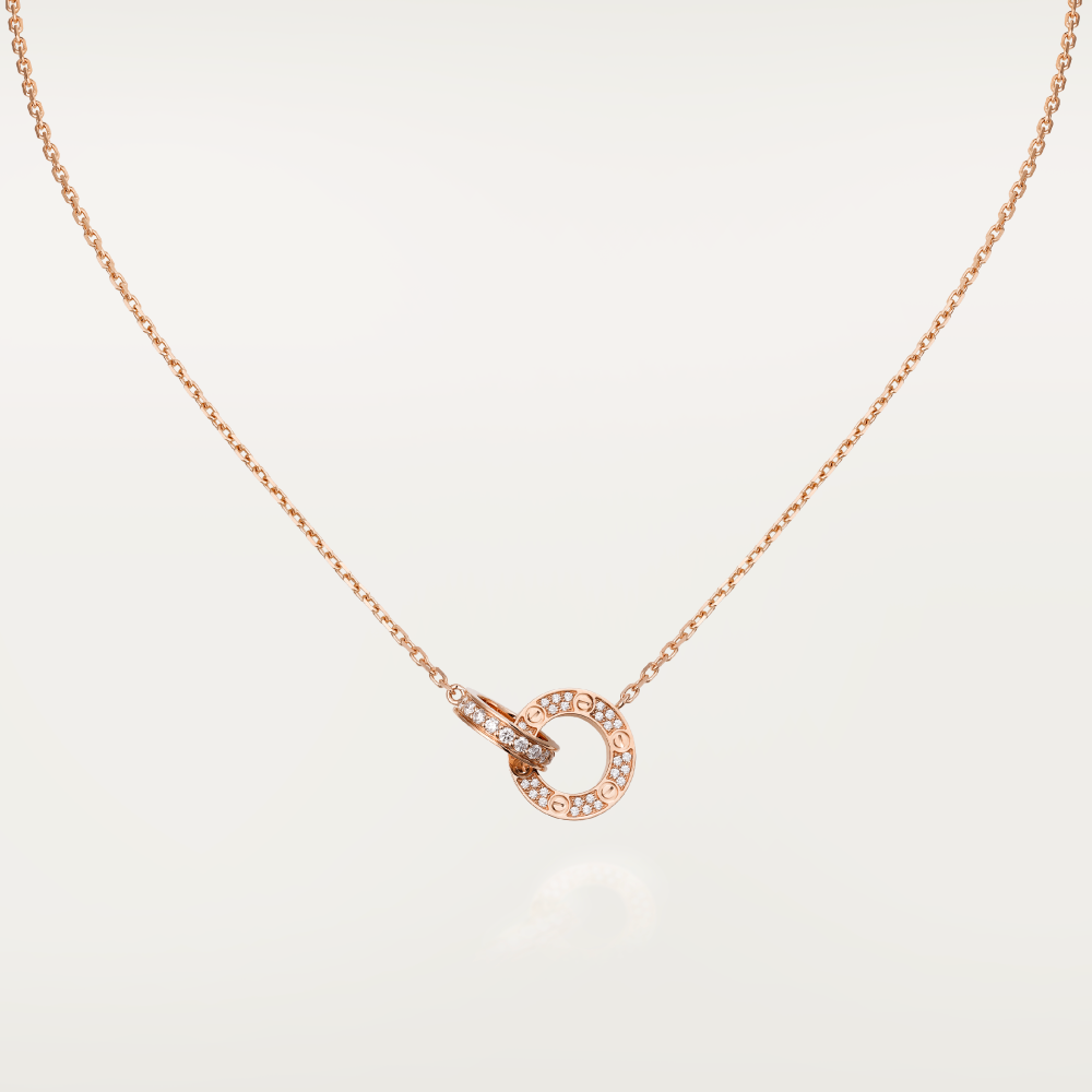 [Eterna Jewels]HALSKETTE LOVE 7.6MM ROSÉGOLD UND SILBER VOLL MIT DIAMANTEN