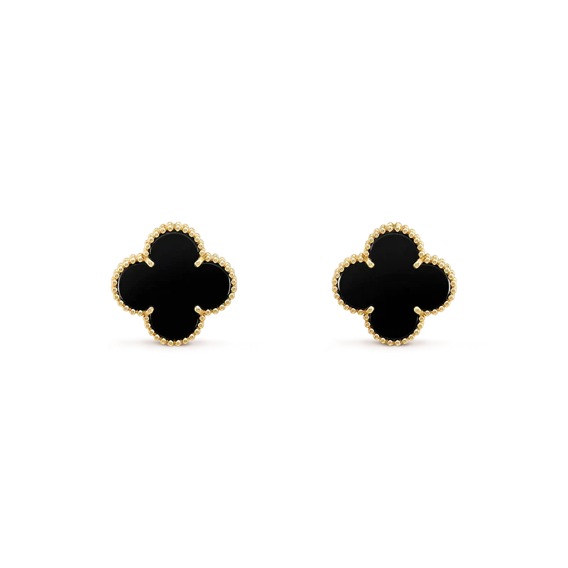 [Eterna Jewels]クローバーミディアム 1モチーフ オニキス スタッドイヤリング