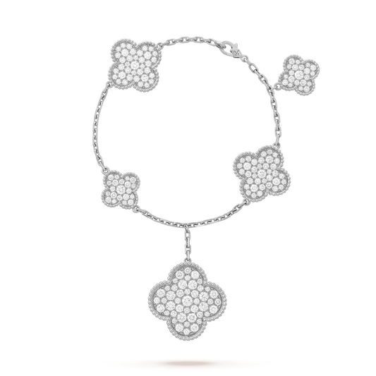 [Eterna Jewels]KLEEBKATT 6 MOTIVE SILBER DIAMANTEN ARMBAND