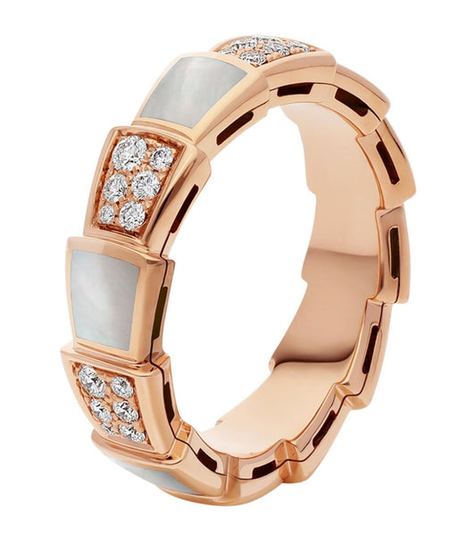 [Eterna Jewels]SERPENTI RING ROSÉGOLD PERLMUTT DIAMANT PAVÉ 4MM