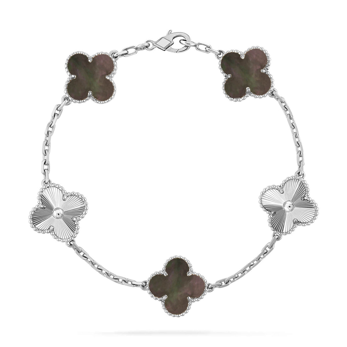 [Eterna Jewels] CLOVER 5 MOTIV GRAUES PERLMUTT-ARMBAND KOLLEKTION