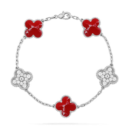 [Eterna Jewels]KLEE-ARMBAND-KOLLEKTION MIT 5 MOTIVEN ROTES MUSTER