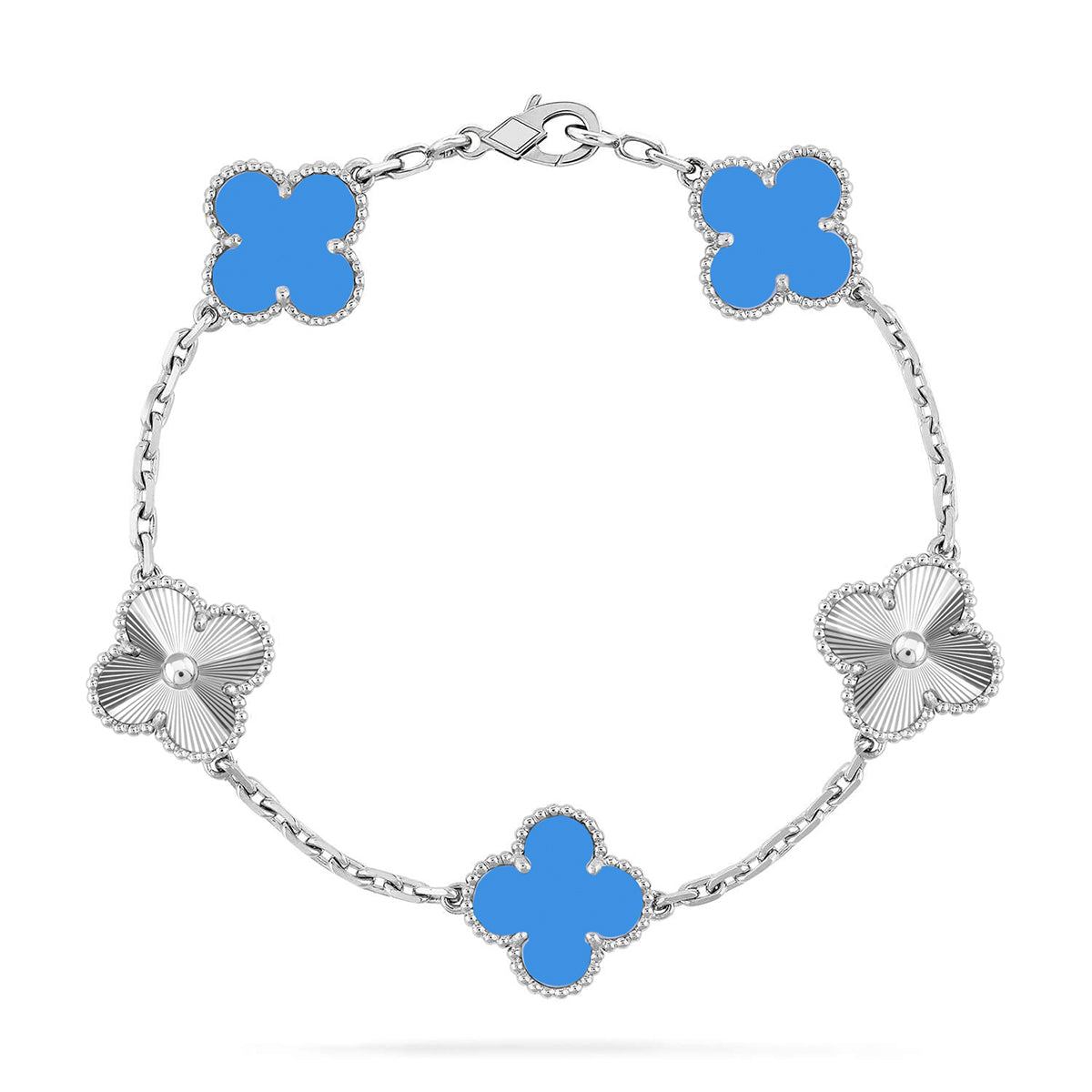 [Eterna Jewels] CLOVER 5 MOTIV BLAUER ACHAT ARMBAND KOLLEKTION