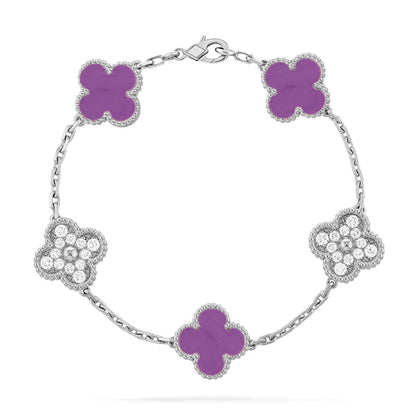 [Eterna Jewels] KLEEBRAUM 5 MOTIV VIOLETT ARMBAND KOLLEKTION