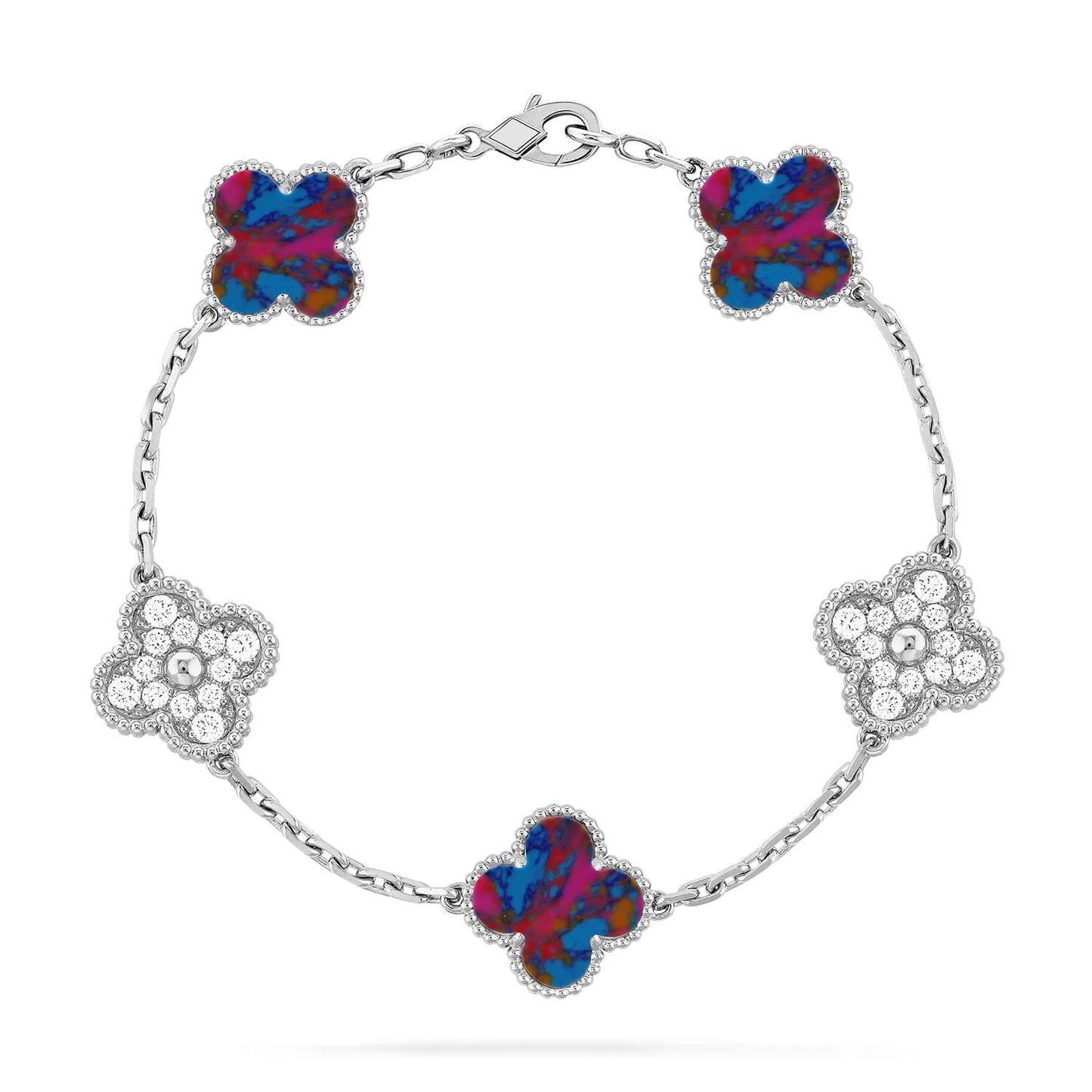 [Eterna Jewels]KLEEBRISE 5 MOTIV FARBIGE EDELSTEINE ARMBAND KOLLEKTION