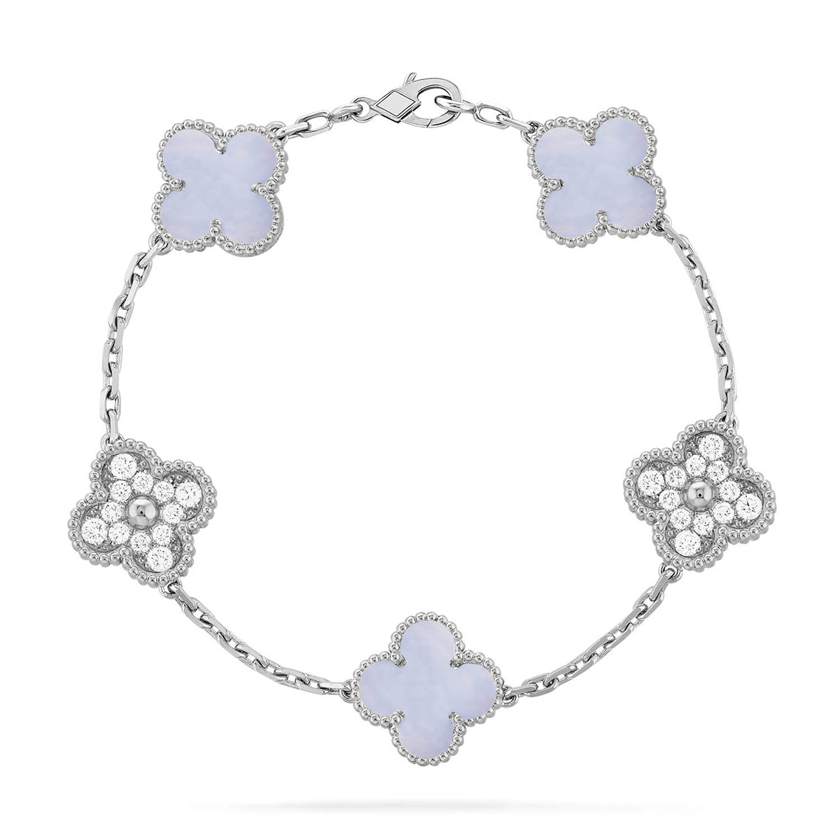 [Eterna Jewels] KLEEBRAUM 5 MOTIV VIOLETTER CHALCEDON ARMBAND KOLLEKTION